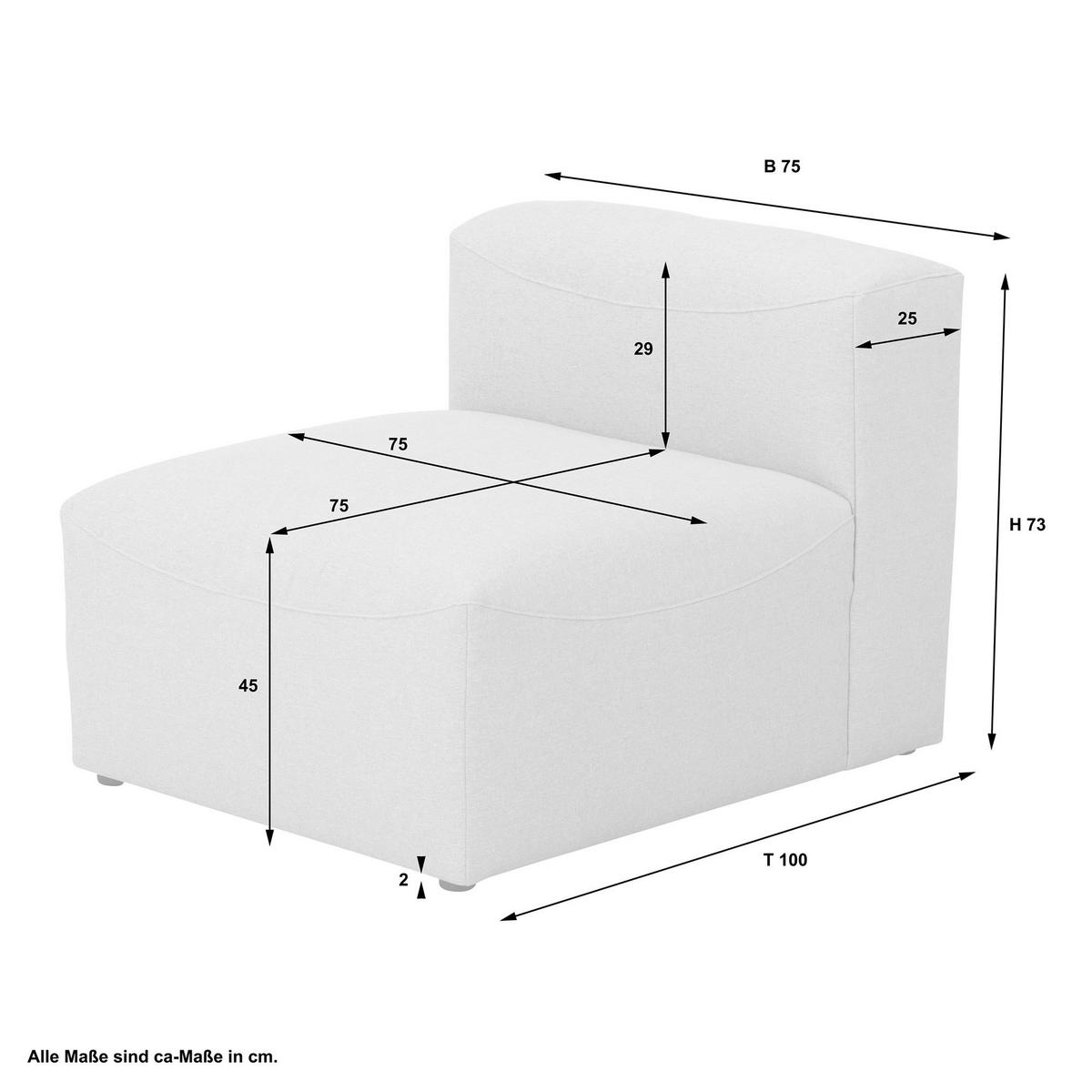 SOFA Element ohne Armlehne Kattrina Flachgewebe anthrazit - Anthrazit, Kunststoff (75/73/100cm) - 58aufmkessel