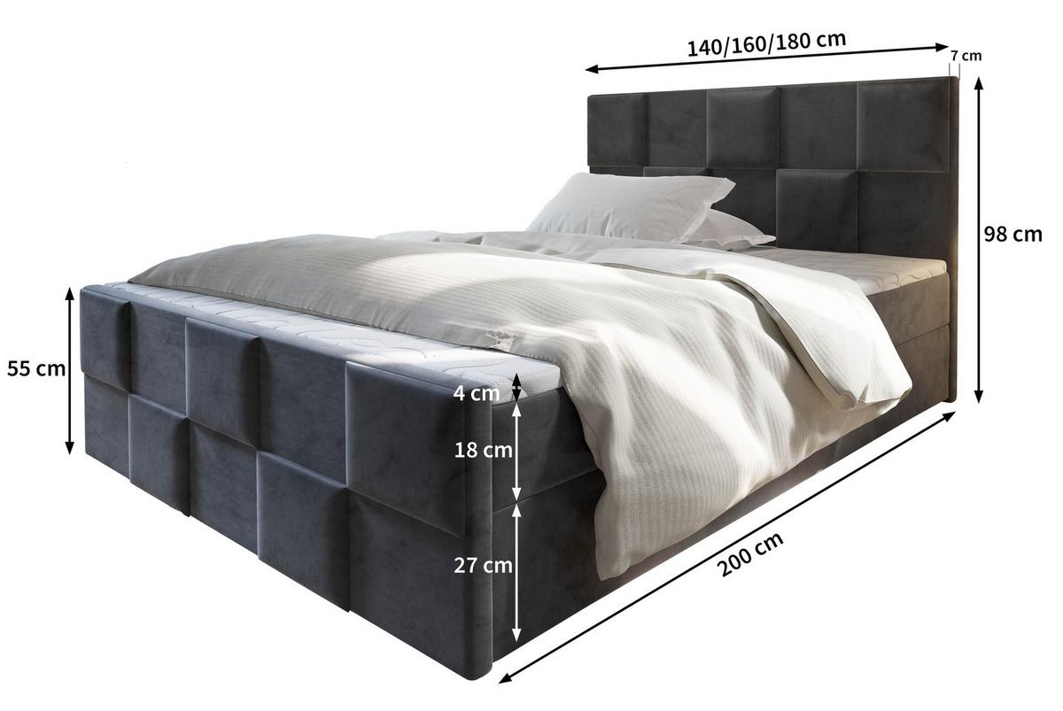 BOXBETT MONA 140x200 cm mit Matratze und Topper - Hellgrau - Hellgrau, Holz (140/200cm) - MASSENO