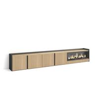 LOWBOARD, Eiche und Schwarz, 315/35/50cm, Elektrokamin XXL - Eichefarben, Holzwerkstoff (315/50/35cm) - Skraut Home