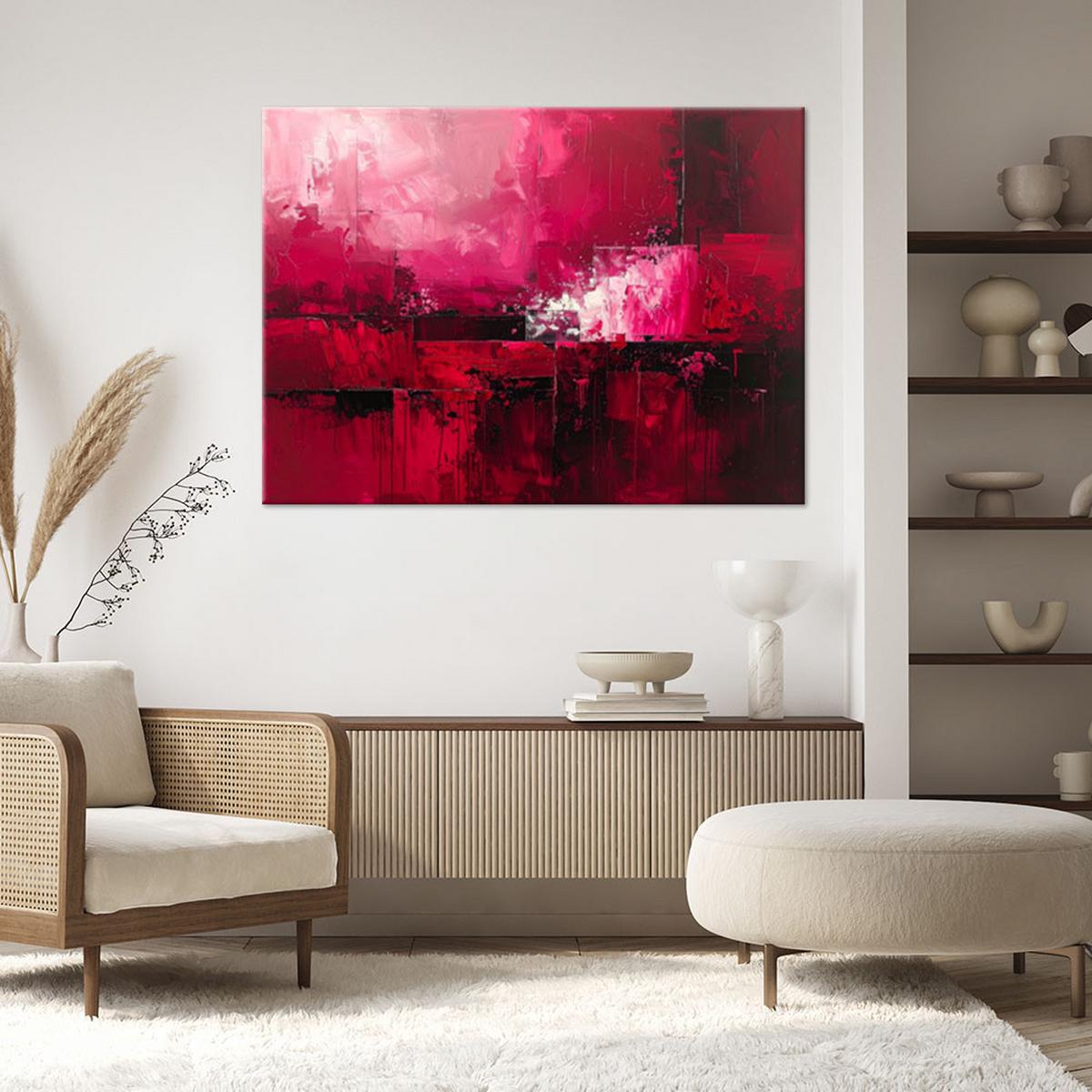 LEINWANDBILD, Rosa Abstraktion mit malerischer Textur und Tiefe - Rosa, Textil (100/70cm) - Feeby