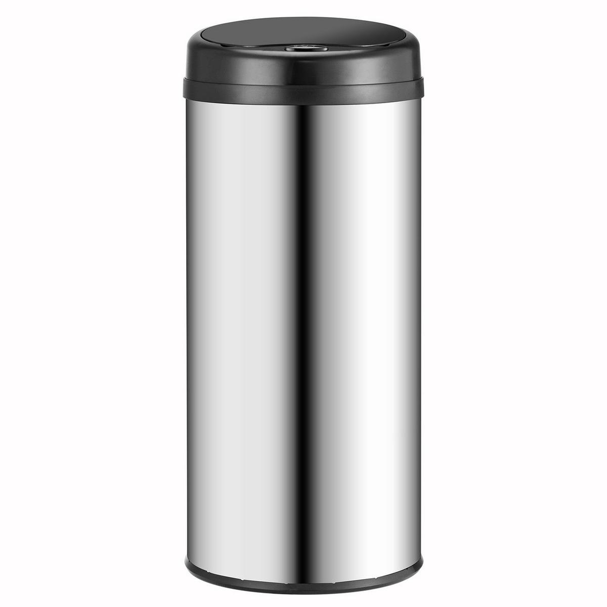 MÜLLEIMER rund 50L silber mit Sensor - Silberfarben, Metall (31/77/31cm) - Juskys