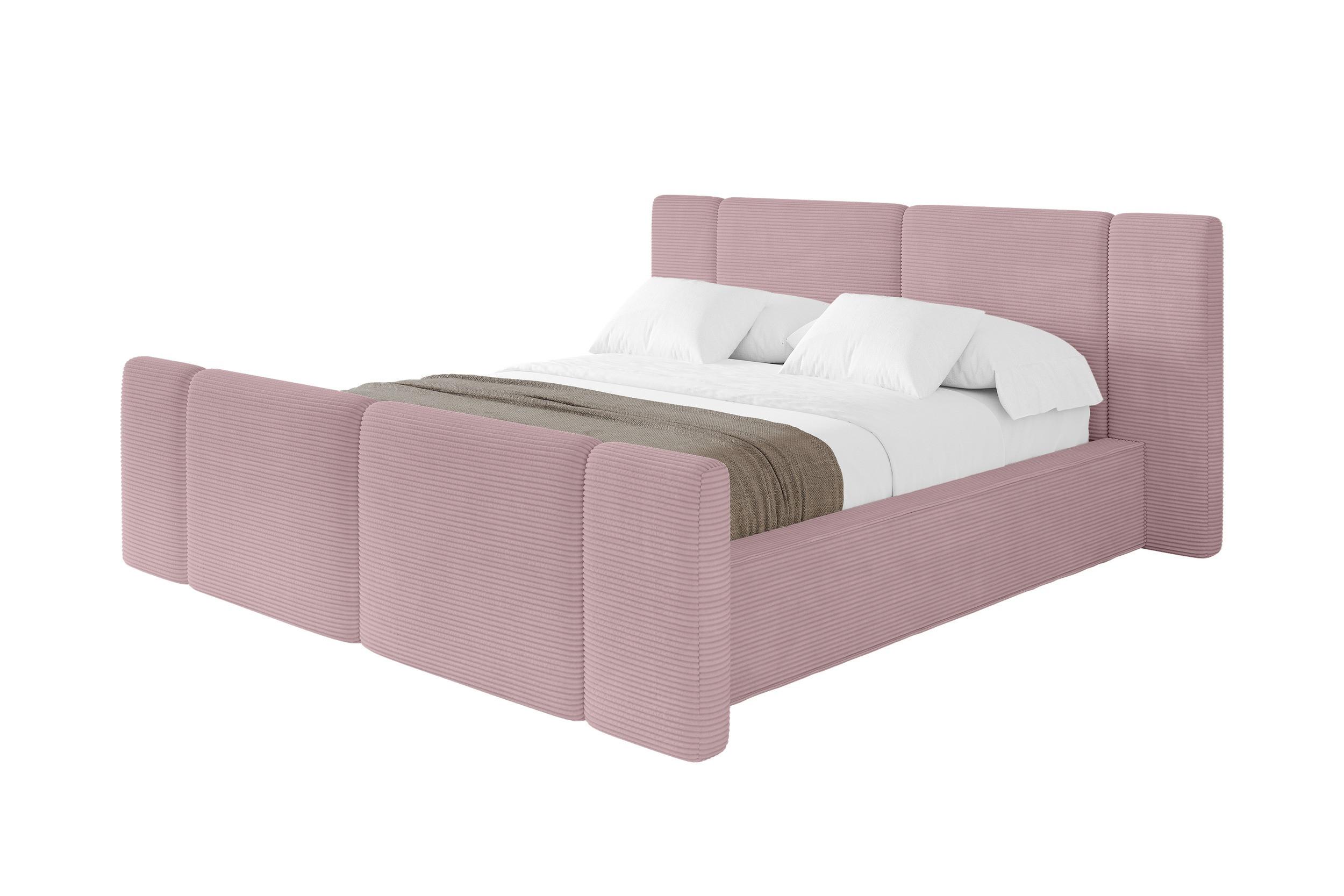POLSTERBETT mit Bettkasten, Fußteil und Lattenrost, Boxbett ohne Matratze - RIVO-Z 160x200 Rosa - Rosa, Holzwerkstoff/Textil (160/200cm) - ALTDECOR