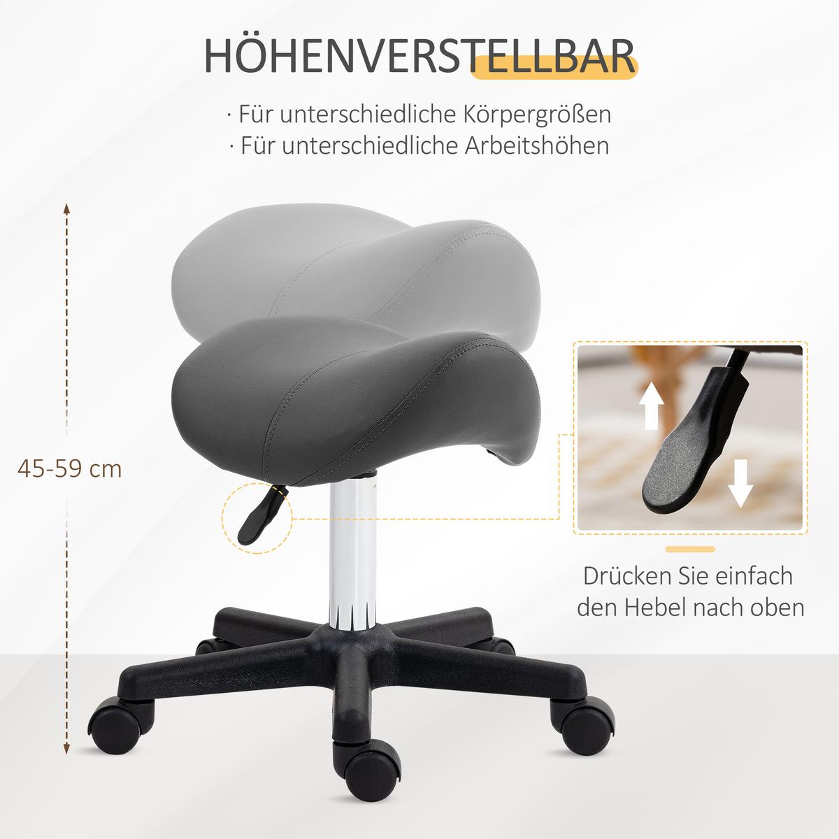 ROLLHOCKER Kunstleder Stahl Grau - Grau, Textil (47/59/48cm) - HOMCOM