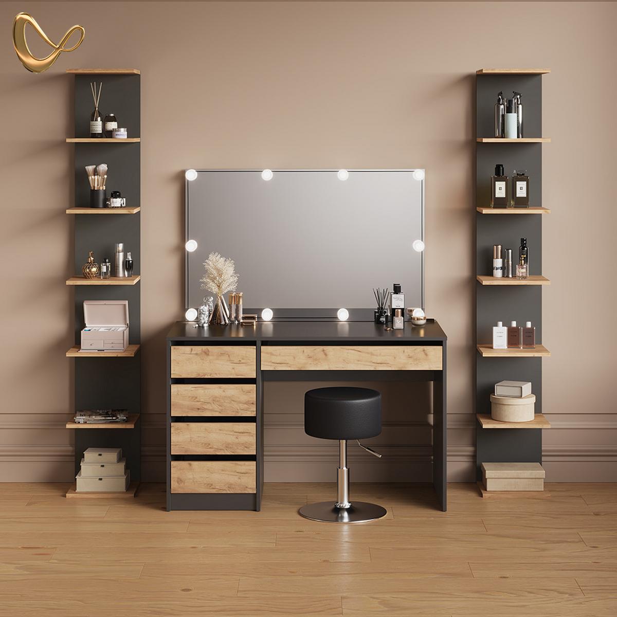 WANDREGAL Vesuvio Anthrazit 30 x 190 cm 2er Set - Anthrazit, Holzwerkstoff (30/190/28cm) - Livinity®