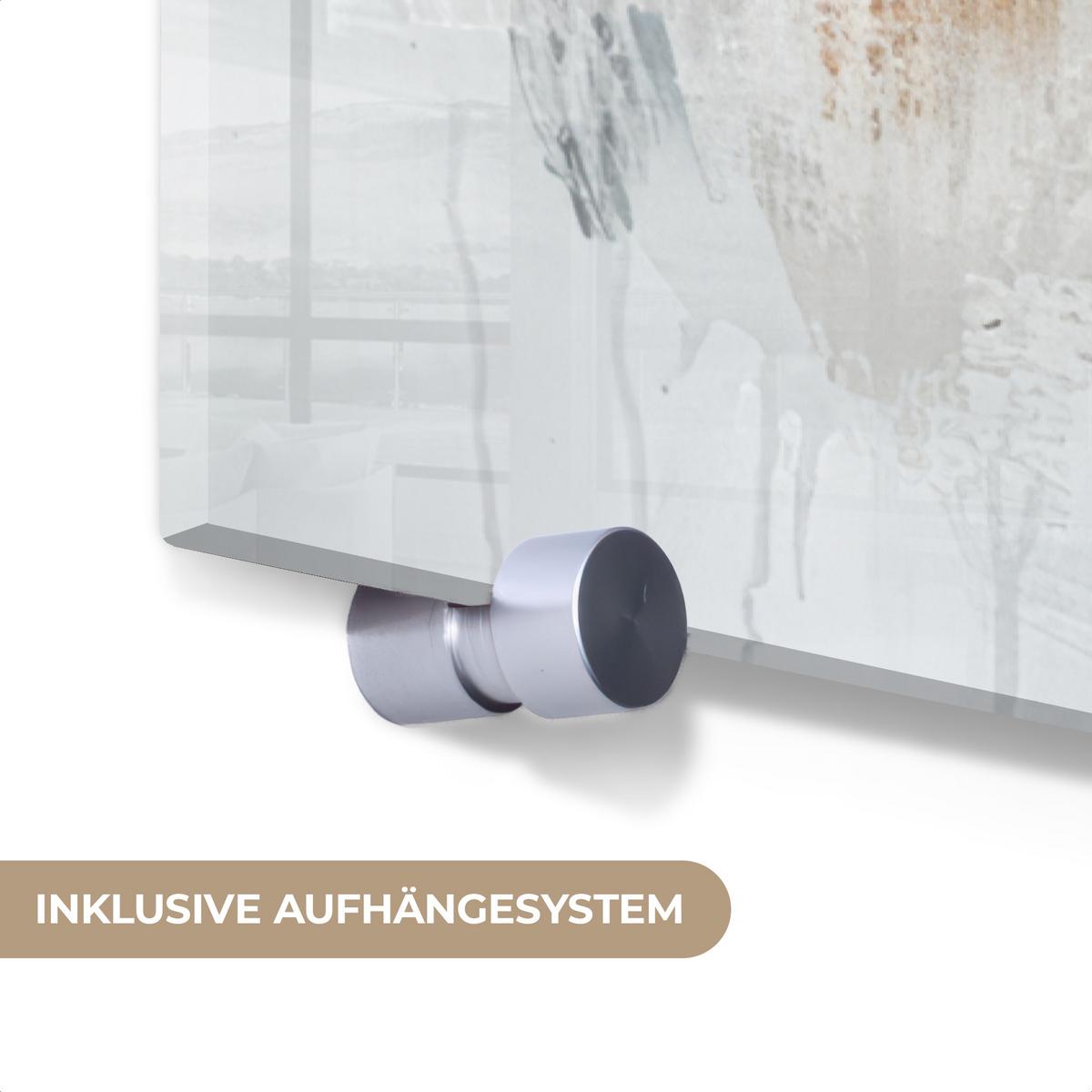ACRYLGLASBILD Kunst - Grau - Gold - Abstrakt 80x120 cm - Dunkelgrau, Glas (80/120cm) - MuchoWow