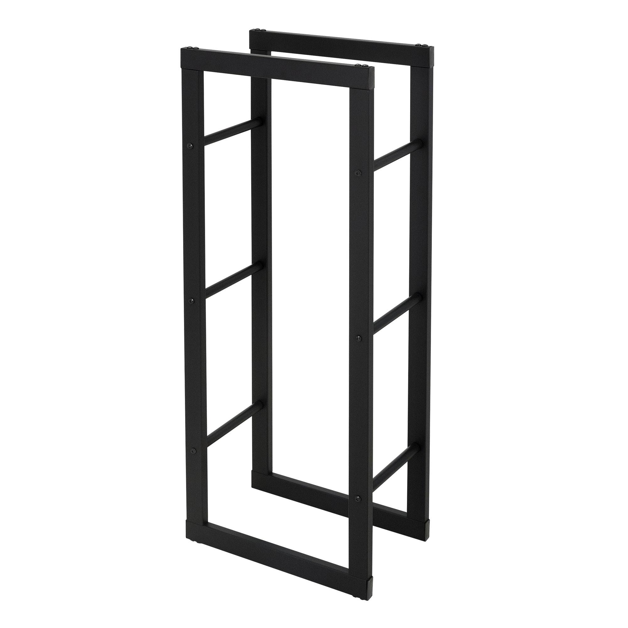 KAMINHOLZREGAL 40x100x25cm rechteckig Schwarz aus Stahl - Schwarz, Metall (25/100/40cm) - ML-DESIGN