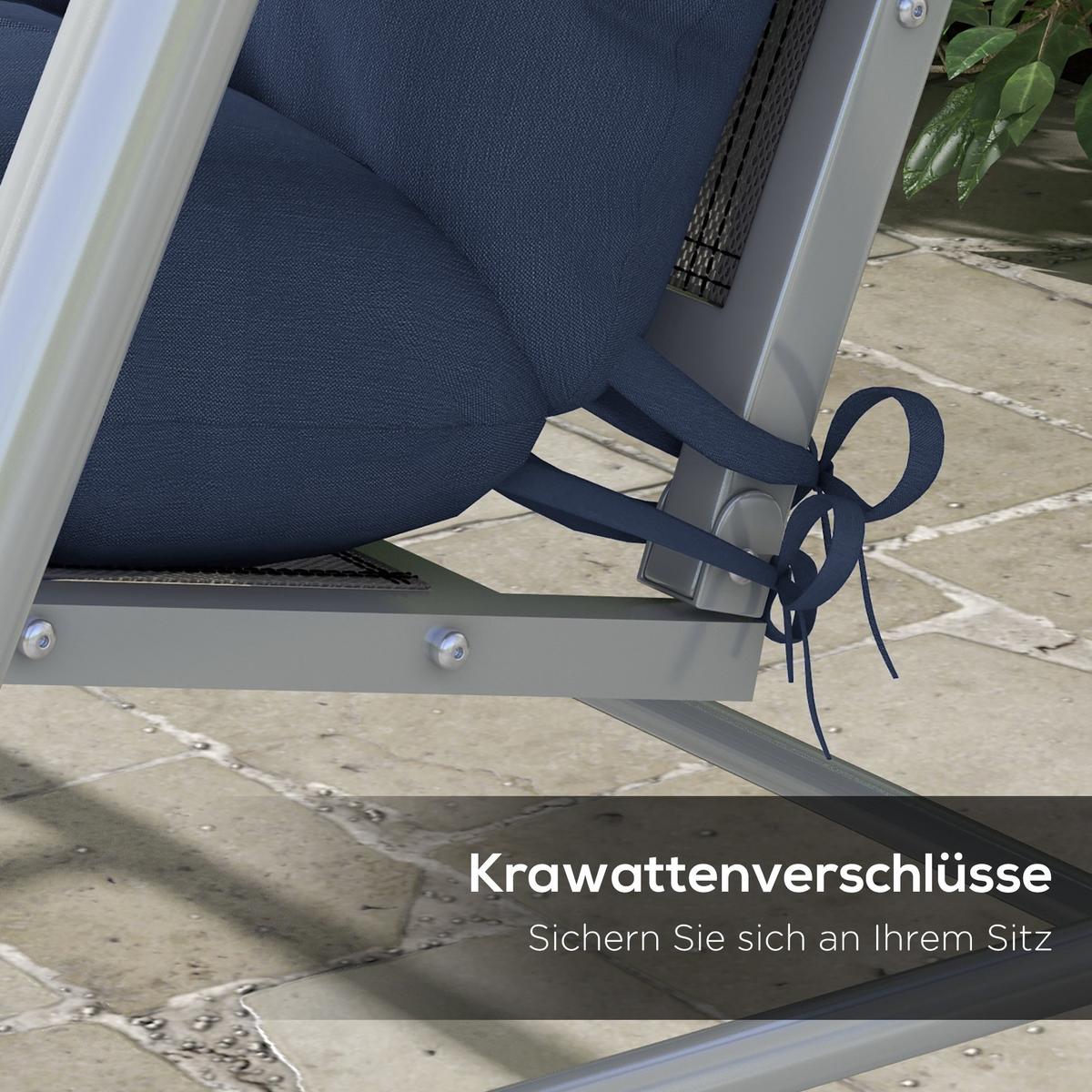 SITZKISSEN 4er Set Polyester PP-Baumwolle Marineblau - Blau, Textil (50/12/150cm) - Outsunny