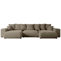 WOHNLANDSCHAFT mit Schlaffunktion ESKAR-U -364x176x72cm Braun Velours - Schwarz/Braun, Holzwerkstoff/Kunststoff (364/72/176cm) - ALTDECOR