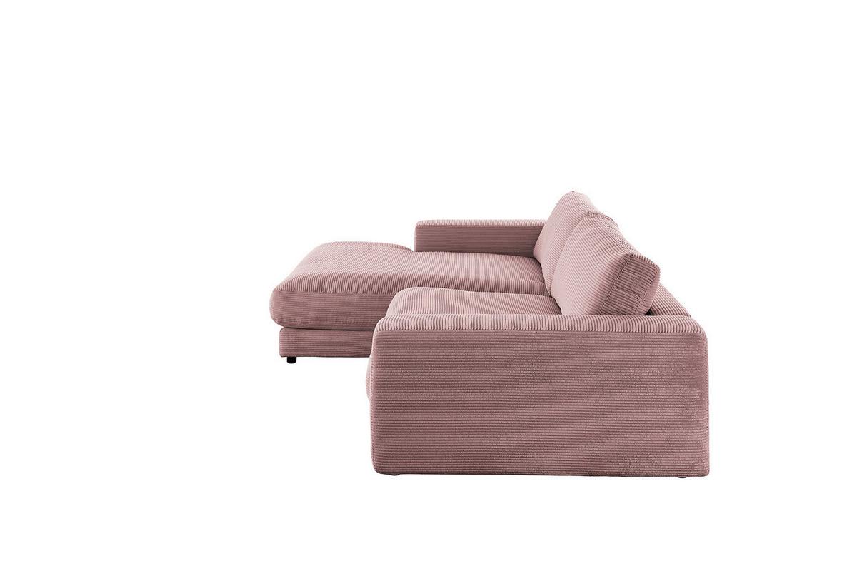 ECKSOFA MADELINE Pink Cord - Schwarz/Rosa, Kunststoff/Textil (270/190cm) - KAWOLA