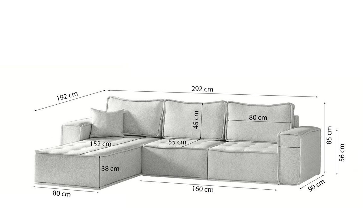 ECKSOFA Sande In Raven - Grün, Holzwerkstoff/Textil (292/192cm) - Fun Möbel