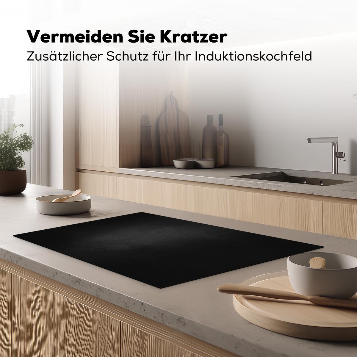HERDABDECKPLATTE Beton - Schwarz - Grau - Strukturiert - Industriell Induktionsmatte 81x52 cm - Graphitfarben, Kunststoff (81/52/0.2cm) - MuchoWow
