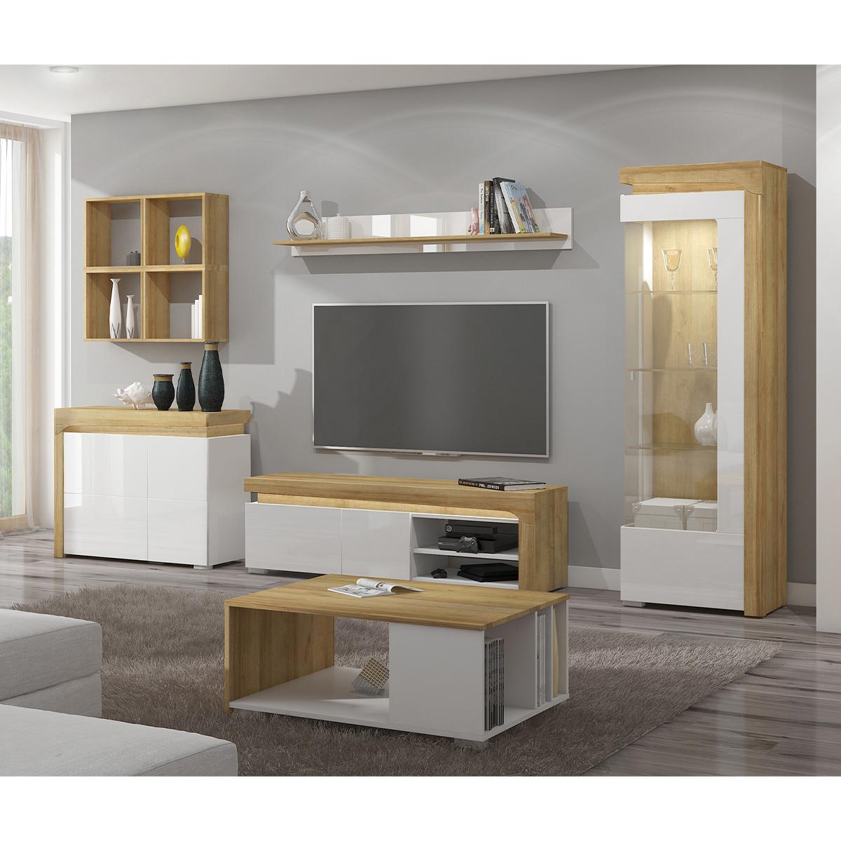 SIDEBOARD Teo Weiß und Holz - Weiß, Holzwerkstoff (102/82/43cm) - Petits-meubles