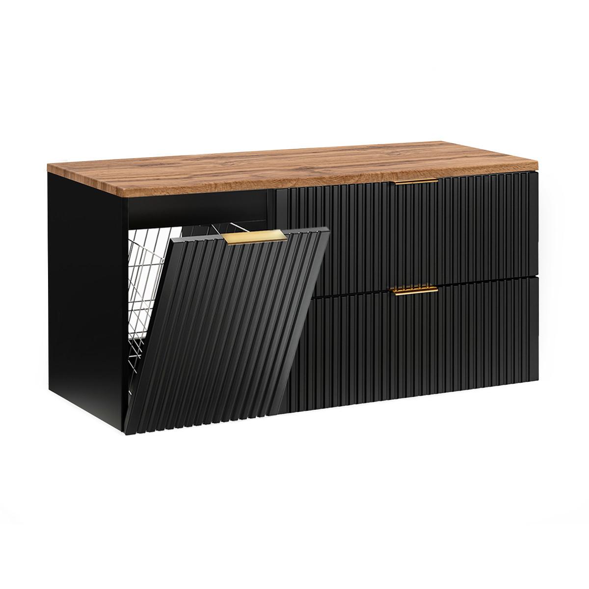 WASCHTISCHUNTERSCHRANK 120.8cm Adriel Schwarz und Holz - Schwarz, Holzwerkstoff (120.8/59/46cm) - Petits-meubles
