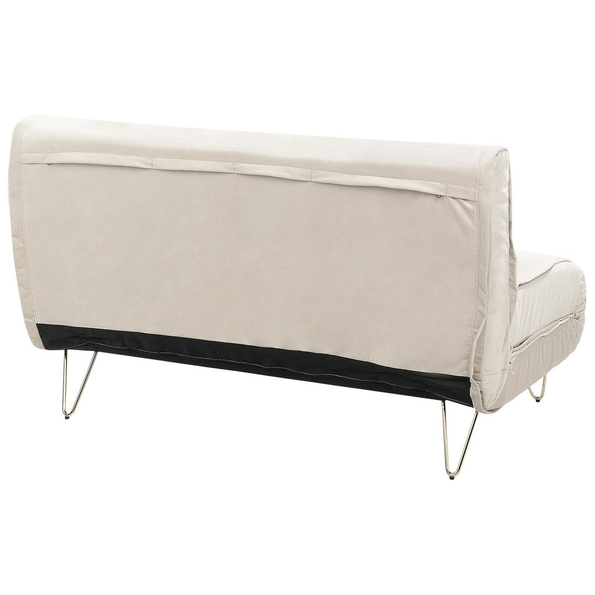 2-SITZER-SCHLAFSOFA Samtstoff beige Vestfold - Beige/Goldfarben, Textil (130/81/78cm) - Beliani