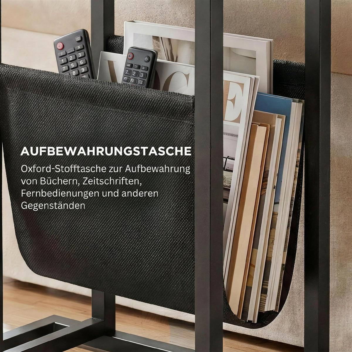 BEISTELLTISCH aus Spanplatte & Stahl Schwarz - Schwarz, Holzwerkstoff (49/19/55cm) - HOMCOM