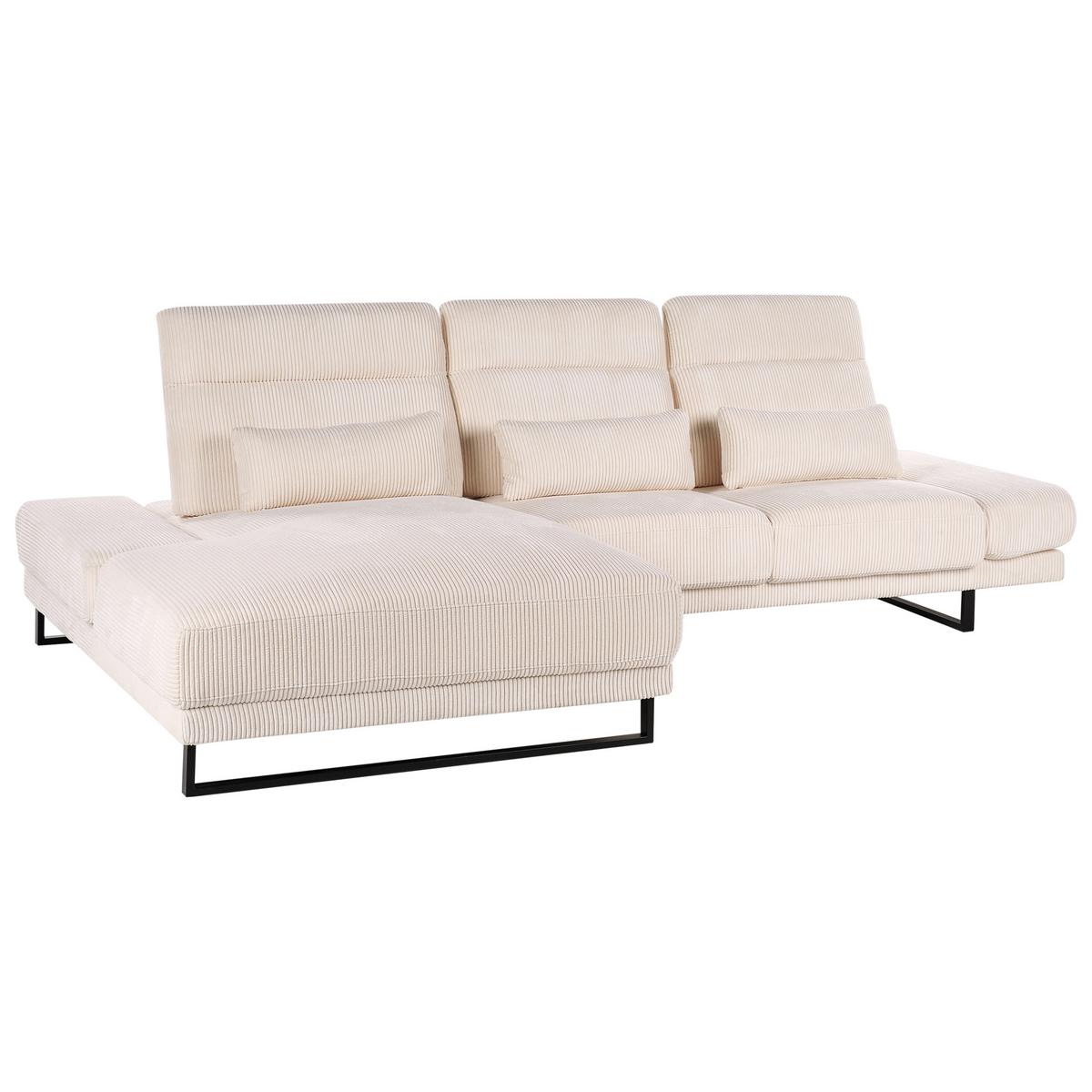 ECKSOFA 4-Sitzer Cord Beige rechtsseitig Ikast - Beige/Schwarz, Textil (320/214cm) - Beliani