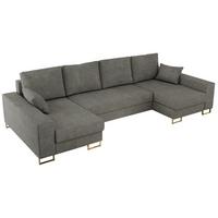 WOHNLANDSCHAFT DORIAN U Struktur Grau - Goldfarben/Grau, Textil/Metall (312/85/138cm) - MKS