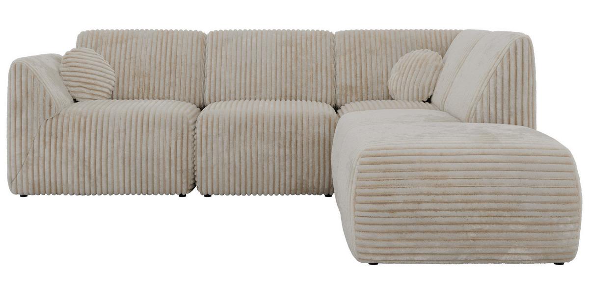 ECKSOFA NOARA 5M L Beige Cord - Rechts - Beige/Schwarz, Kunststoff/Textil (267/244cm) - MKS
