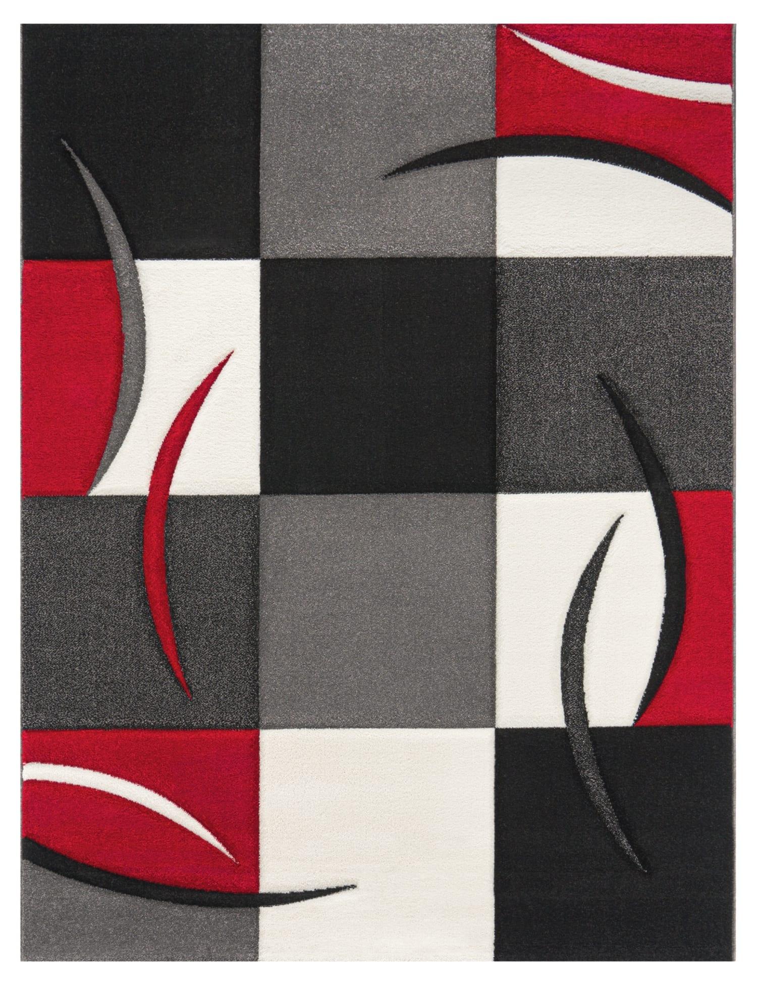 KURZFLORTEPPICH, kariert, Florhöhe 12 mm, Rot, 120 x 170 cm - Rot, Textil (170/120cm) - KADIMA DESIGN