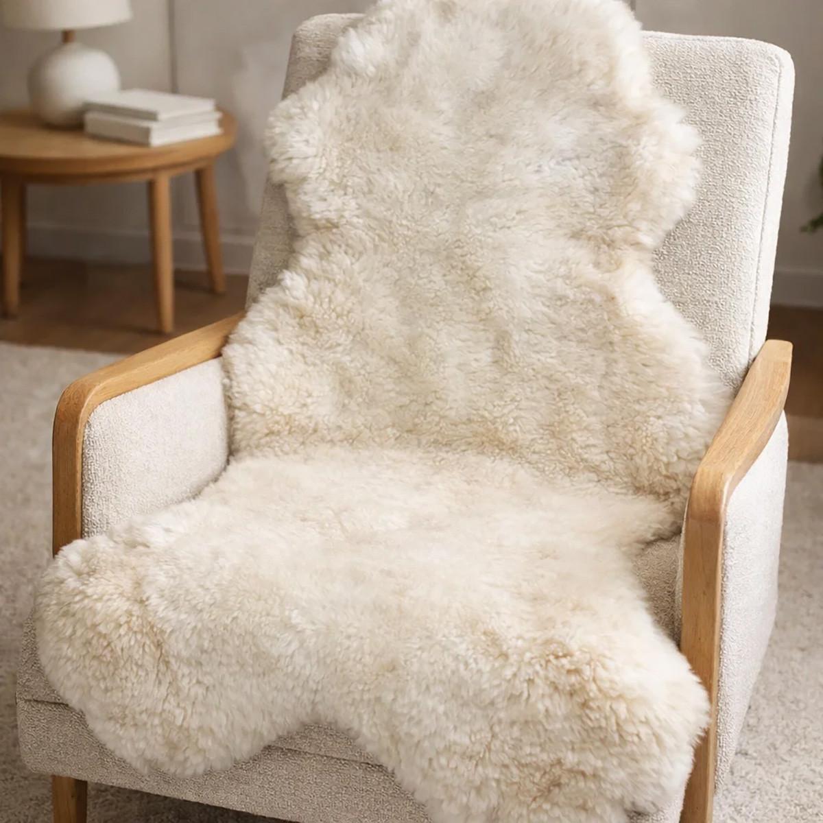 SCHAFFELL Premium Merino Lammfell Natur Weiß geschoren ca. 125 cm - Weiß, Fell (70/125cm) - Provellus