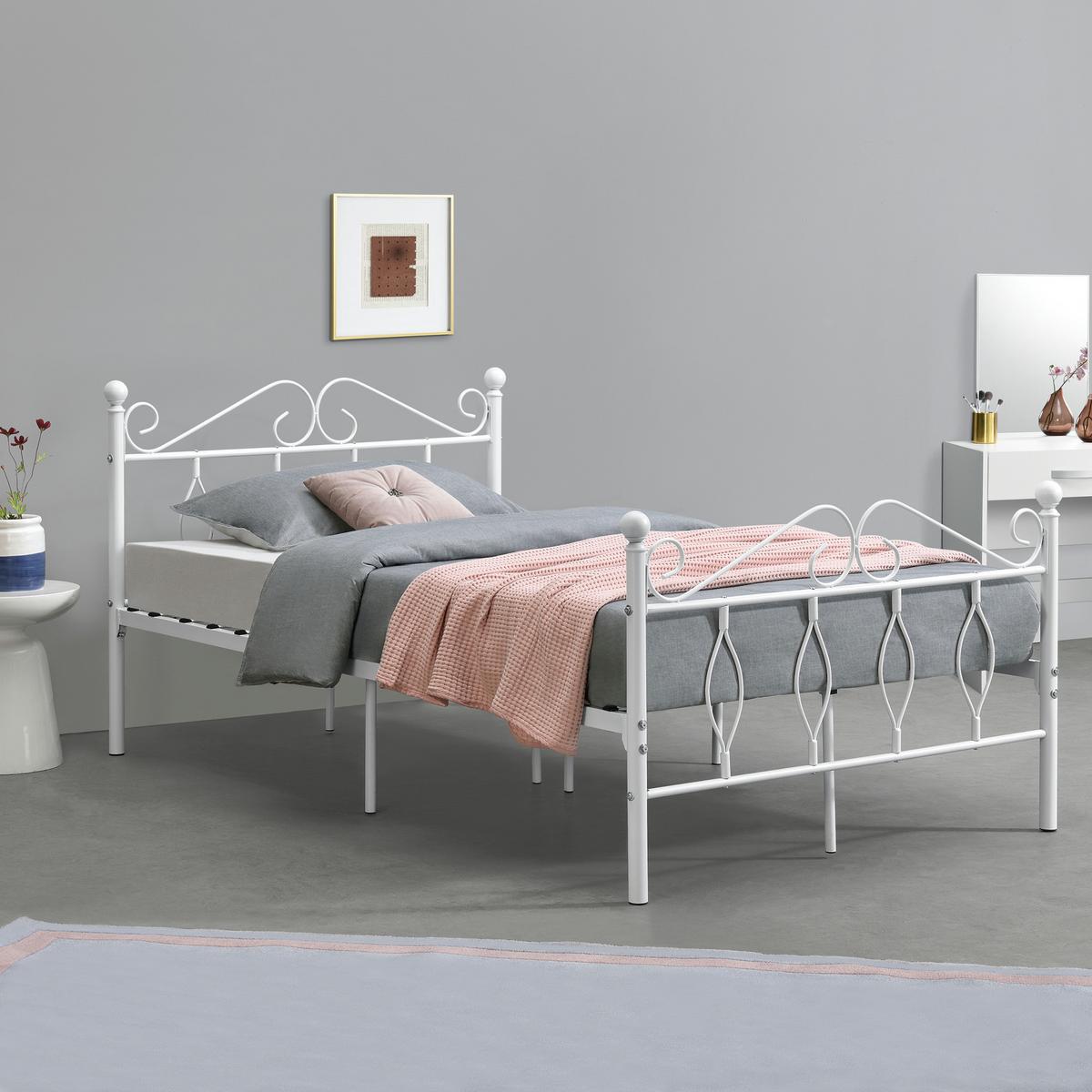 METALLBETT Apolda - Weiß, Metall (120/200cm) - [en.casa]
