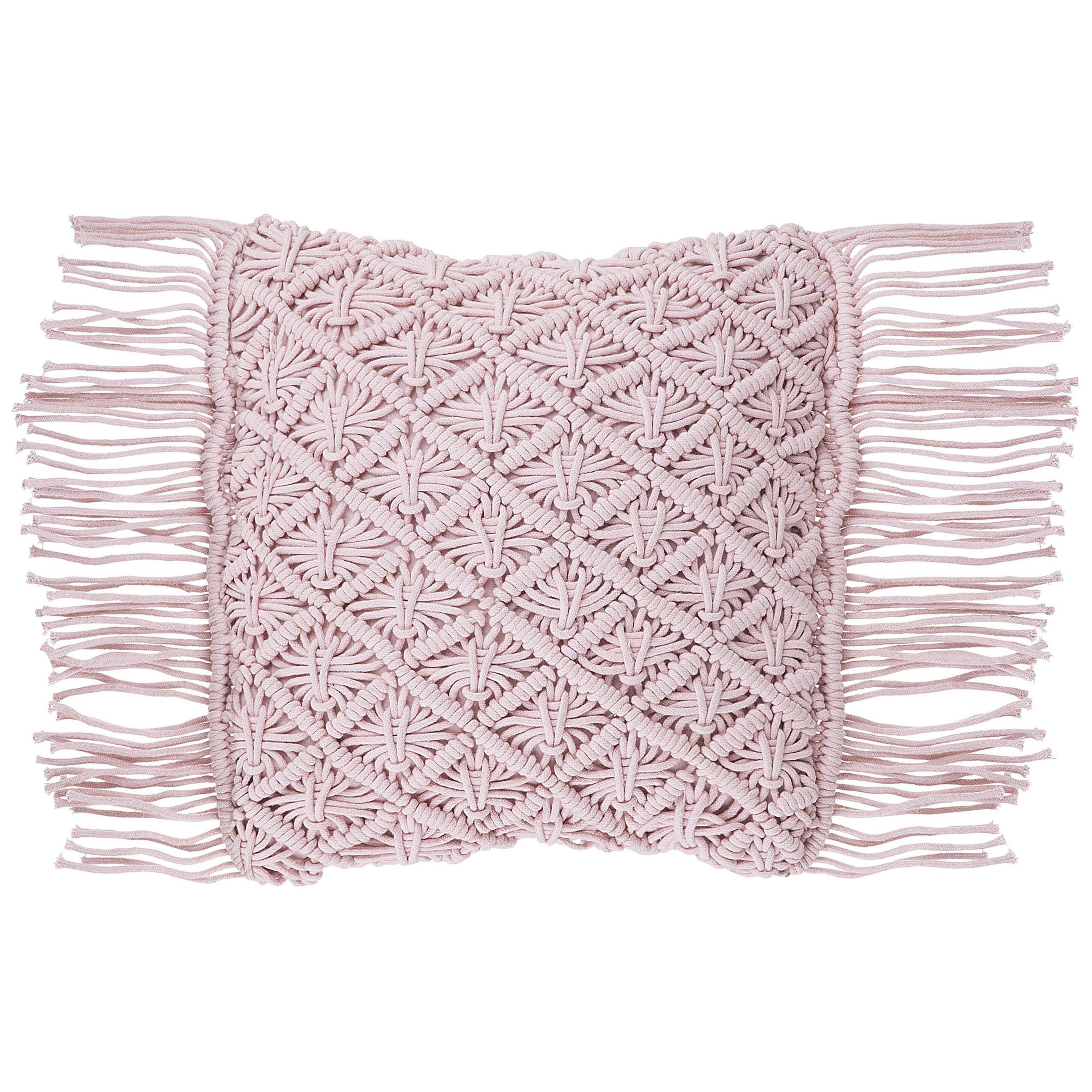 DEKOKISSEN Pastellrosa 40/40 cm Yaniklar - Hellrosa, Naturmaterialien/Textil (40/40cm) - Beliani