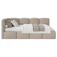 JUGENDBETT Cloudy Beige 120 x 200 cm - Beige/Schwarz, Kunststoff/Textil (120/200cm) - Selsey