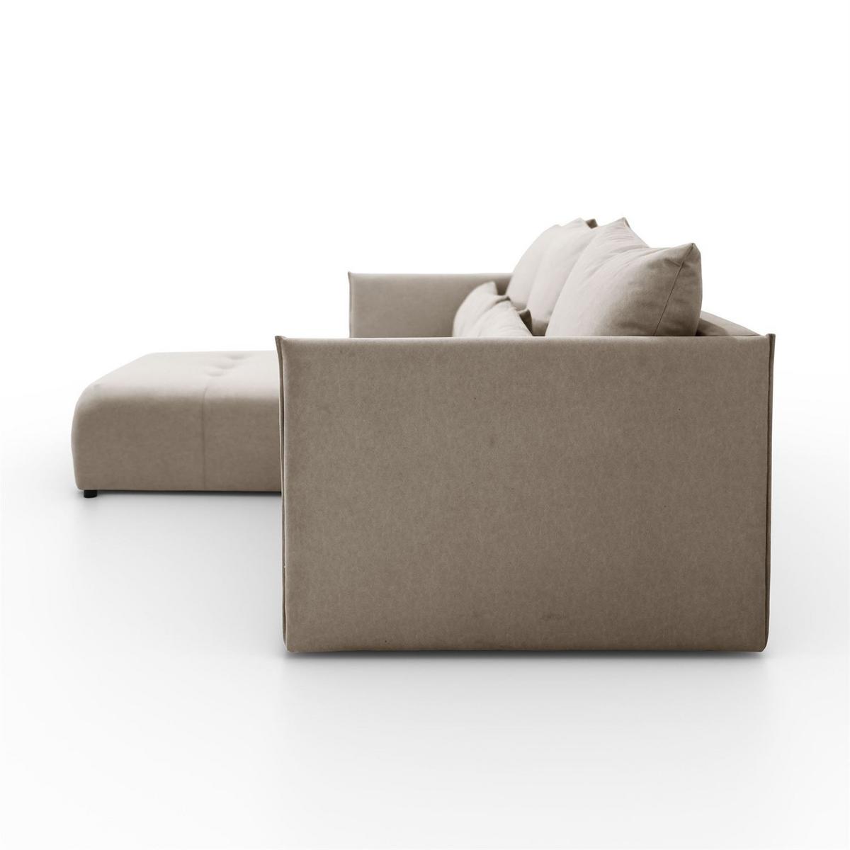 ECKSOFA APOLLO L mit Schlaffunktion und Bettkasten – linke Seite - Beige, Textil (246/188cm) - Lookway