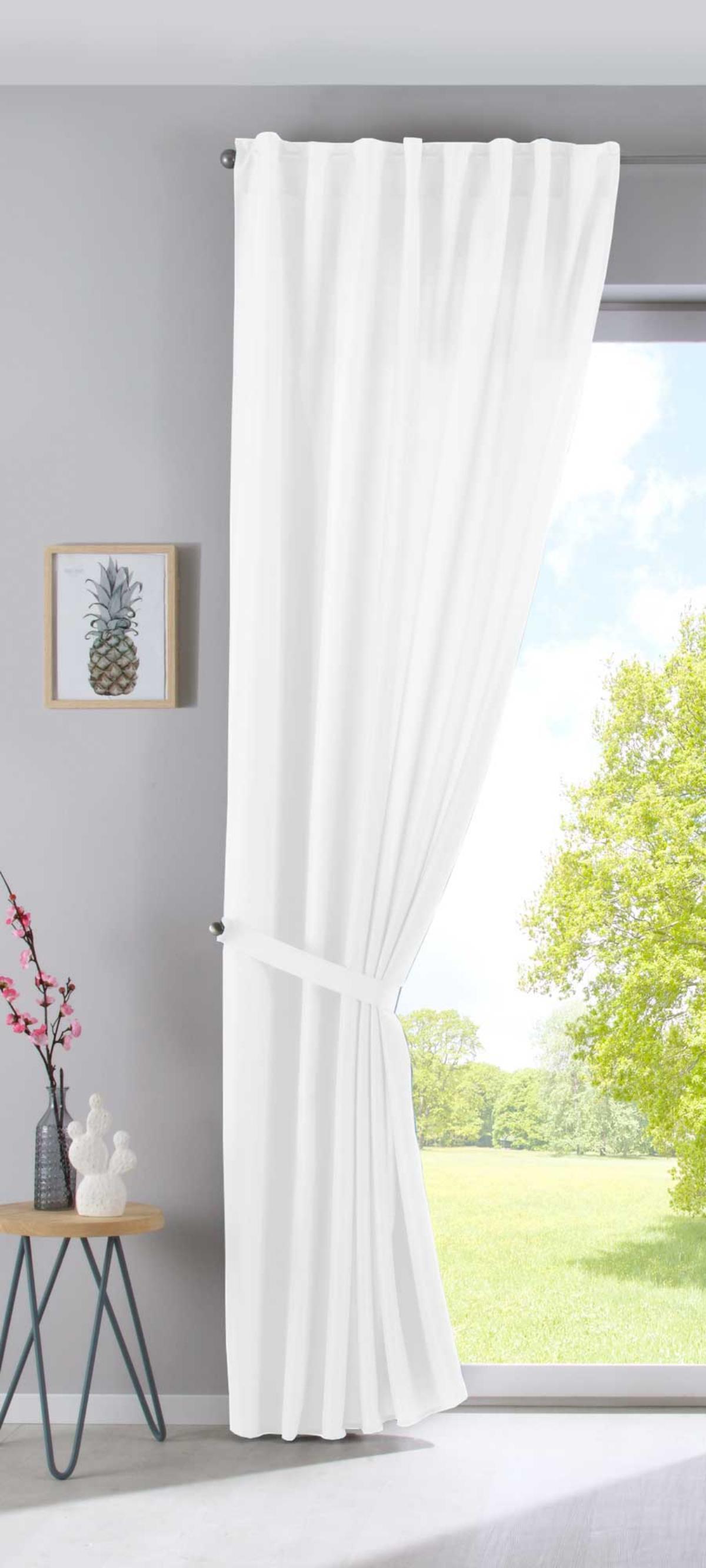 SCHLAUFENGARDINE »Jena« HxB 250x140 cm Weiß - Weiß, Textil (140/250cm) - Gardinenbox