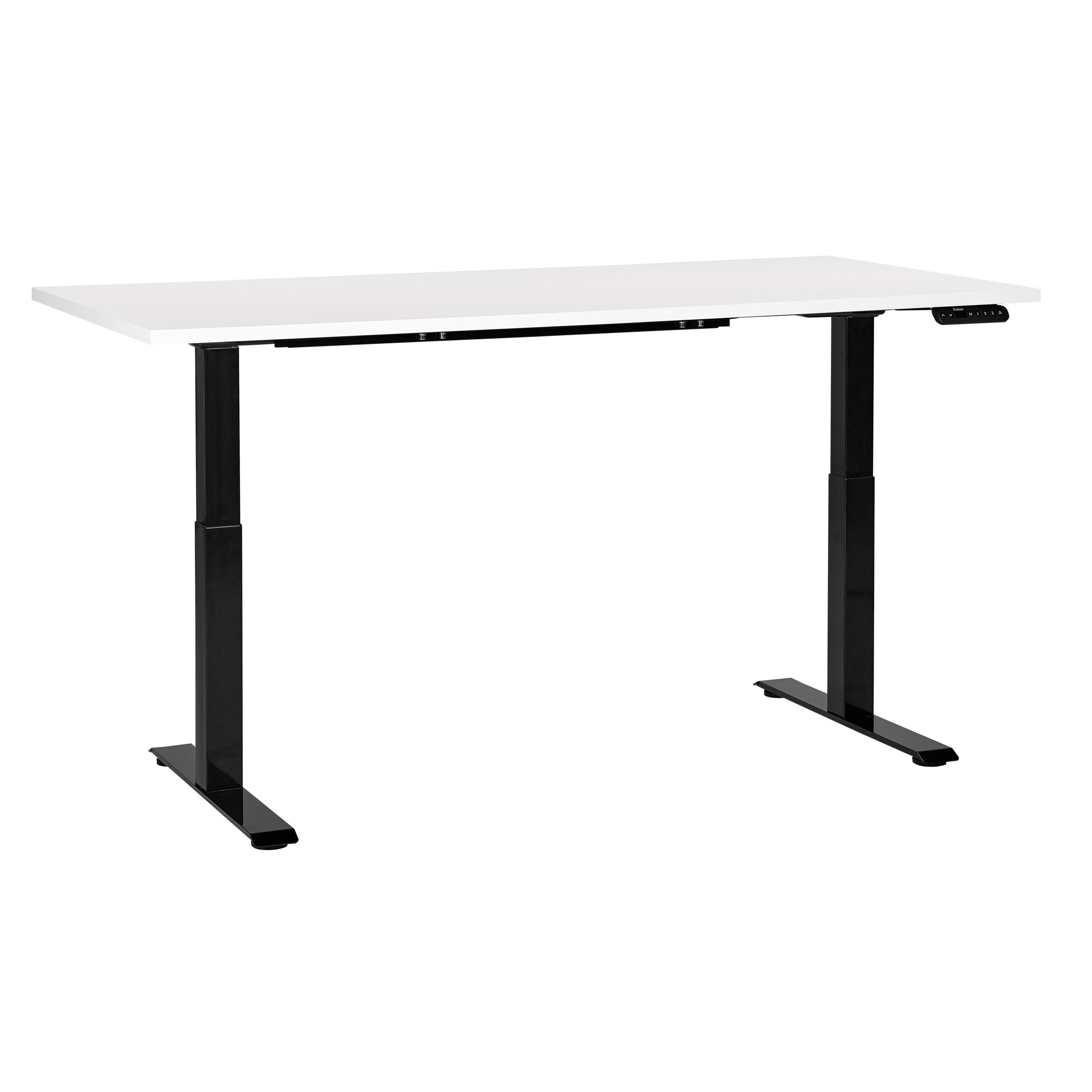 SCHREIBTISCH weißschwarz 160/72 cm elektrisch höhenverstellbar Destin III - Schwarz/Weiß, Holz (160/72/63cm) - Beliani