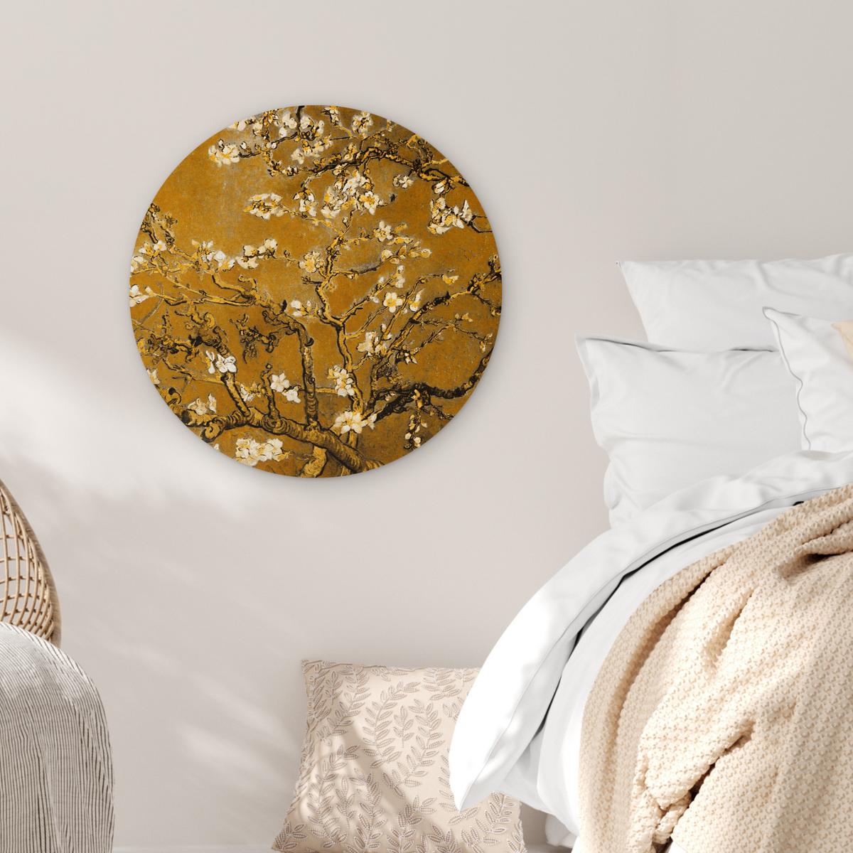 WANDBILD Mandelblüte - Kunst - Van Gogh - Gold Wanddeko Schlafzimmer 60x60 cm - Wengefarben, Kunststoff (60/60cm) - MuchoWow