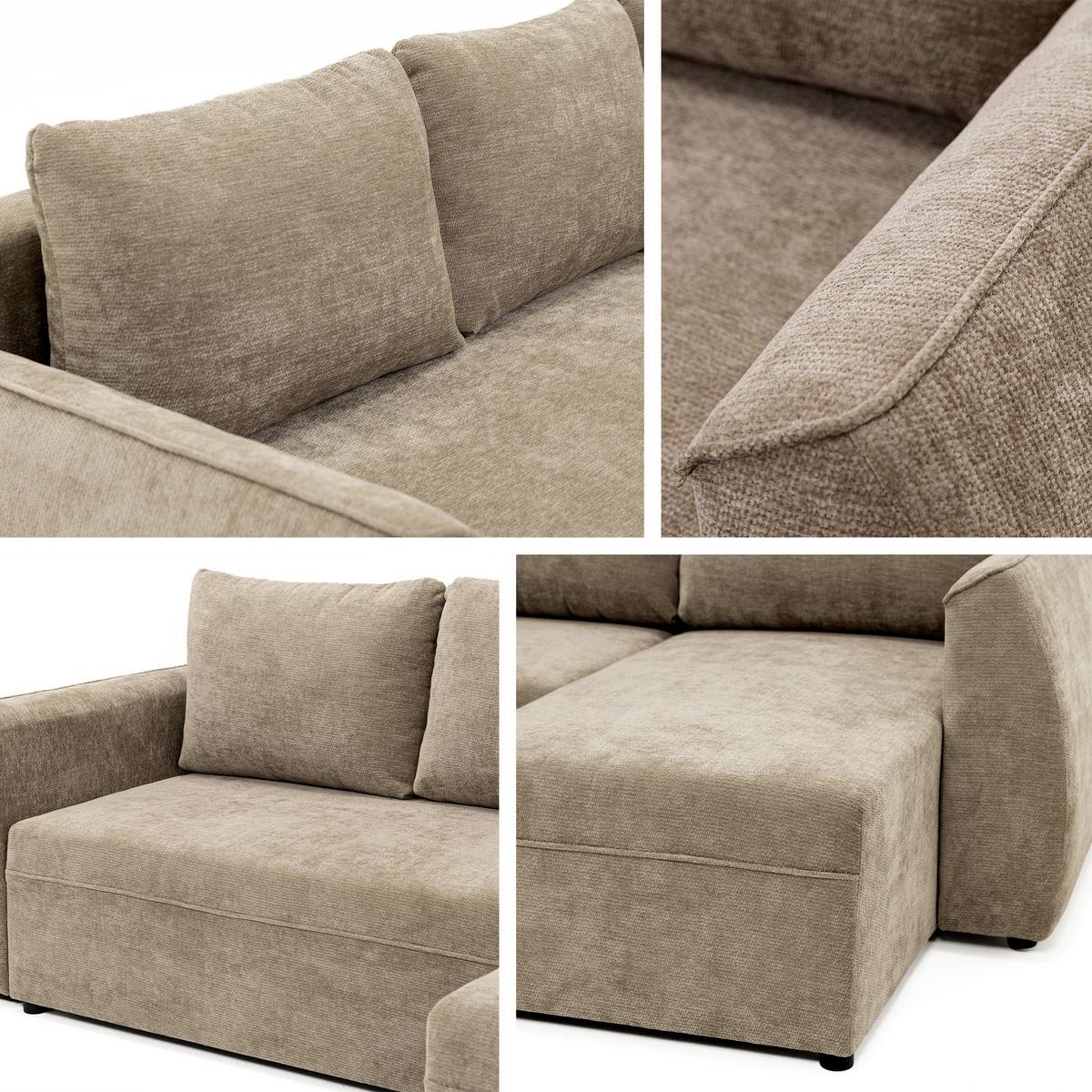 ECKSCHLAFSOFA Darlan - Hellgrau/Schwarz, Holz/Kunststoff (245/143cm) - MIRJAN24