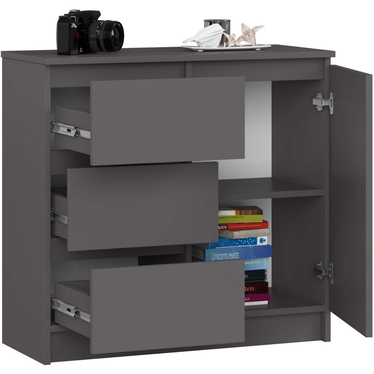 KOMMODE Graphit Grau 77/80/35 - Graphitfarben, Holzwerkstoff (80/77/35cm) - RAUMHIRSCH FURNITURE