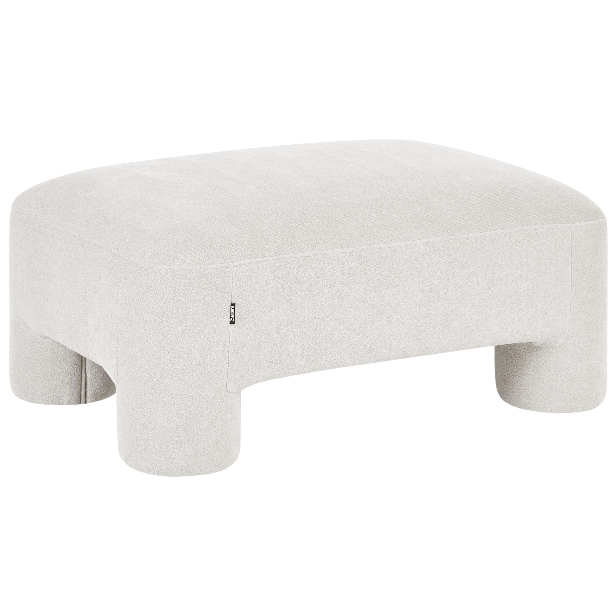 OTTOMANE Stoff Weiß Hogbo - Weiß, Textil (100/45/70cm) - Beliani