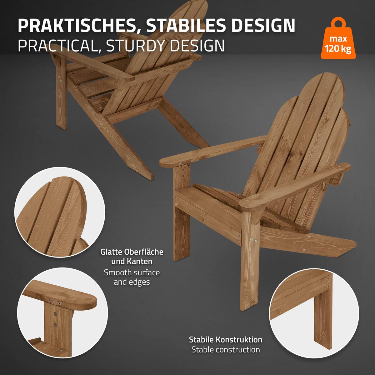 ADIRONDACK-GARTENSTUHL 2er Set aus Tannenholz Braun - Braun, Holz (89/92.5/70cm) - ML-DESIGN