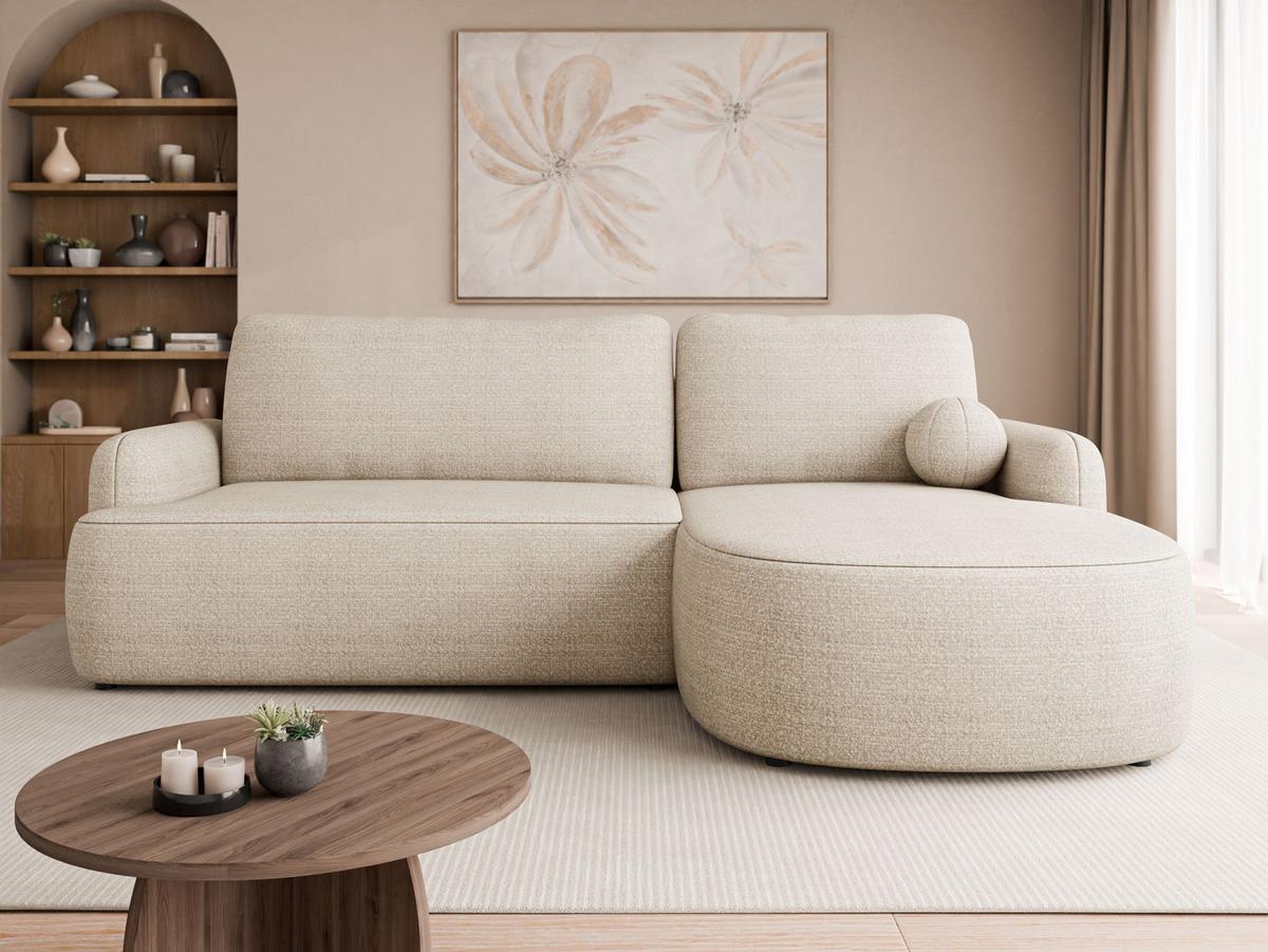 ECKSOFA Loridu, Seite: Rechts - Sandfarben/Schwarz, Holz/Kunststoff (250/174cm) - MIRJAN24