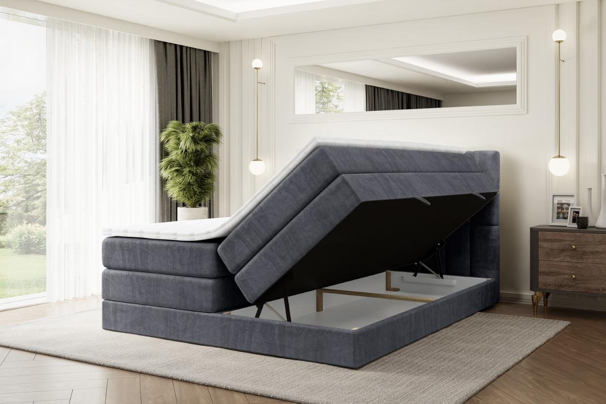 BOXSPRINGBETT MIAMI KING - 140x200 - H3/H4 - Dunkelgrau - Dunkelgrau, Holzwerkstoff (140/200cm) - ALTDECOR