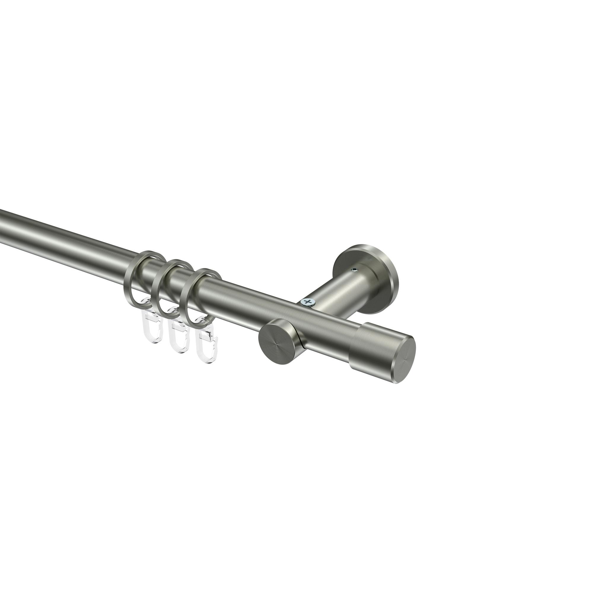 GARDINENSTANGE Platon Santo 420 cm (geteilt in 3 x 140 cm), 1-läufig, 20 mm Ø Edelstahl-Optik - Edelstahlfarben, Metall (420cm) - INTERDECO
