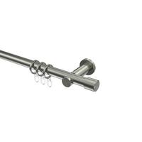 GARDINENSTANGE Platon Santo 420 cm (geteilt in 3 x 140 cm), 1-läufig, 20 mm Ø Edelstahl-Optik - Edelstahlfarben, Metall (420cm) - INTERDECO