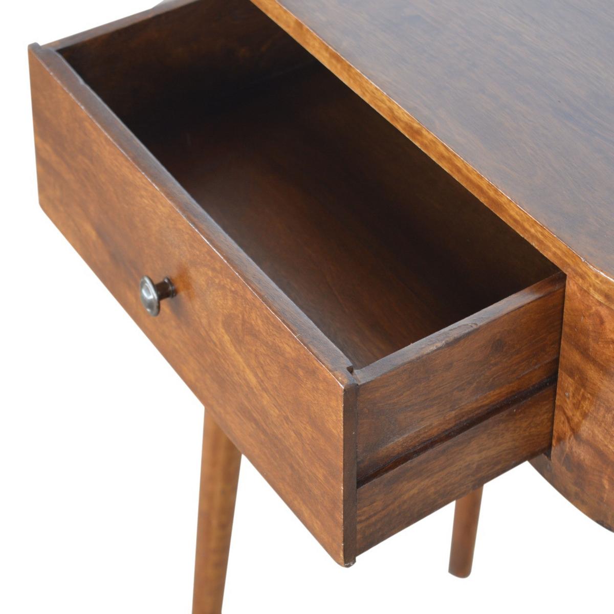 KONSOLENTISCH im Kastanienholz-Finish aus MassivholZ, 1 Schublade, Nordische Beine - Messingfarben/Braun, Holz/Metall (40/80/78cm) - Artisan Furniture