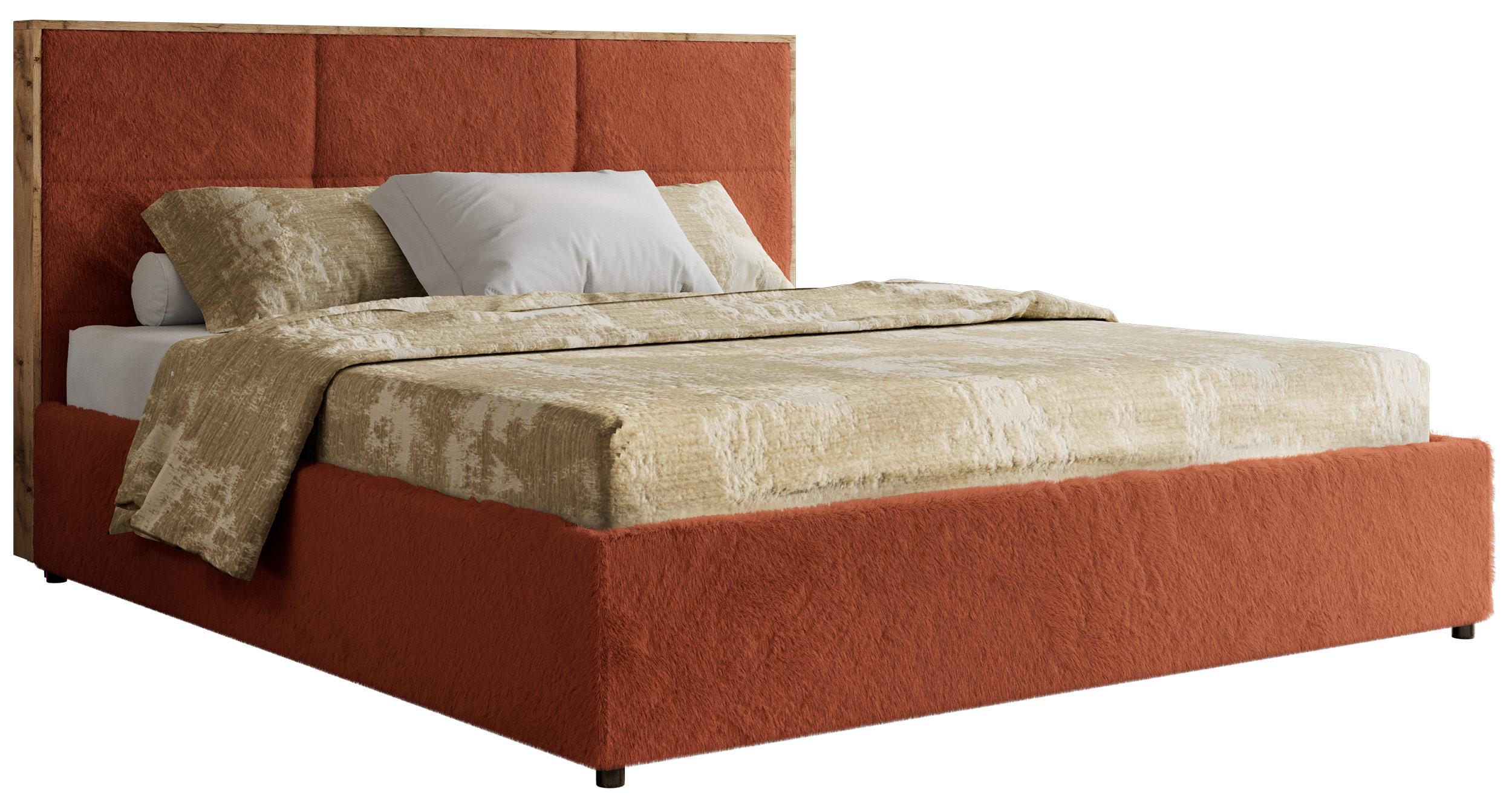 POLSTERBETT LERIO CLASSIC 160/200 - Orange Plüsch - Pocket-Matratze - Orange, Textil (160/200cm) - MKS