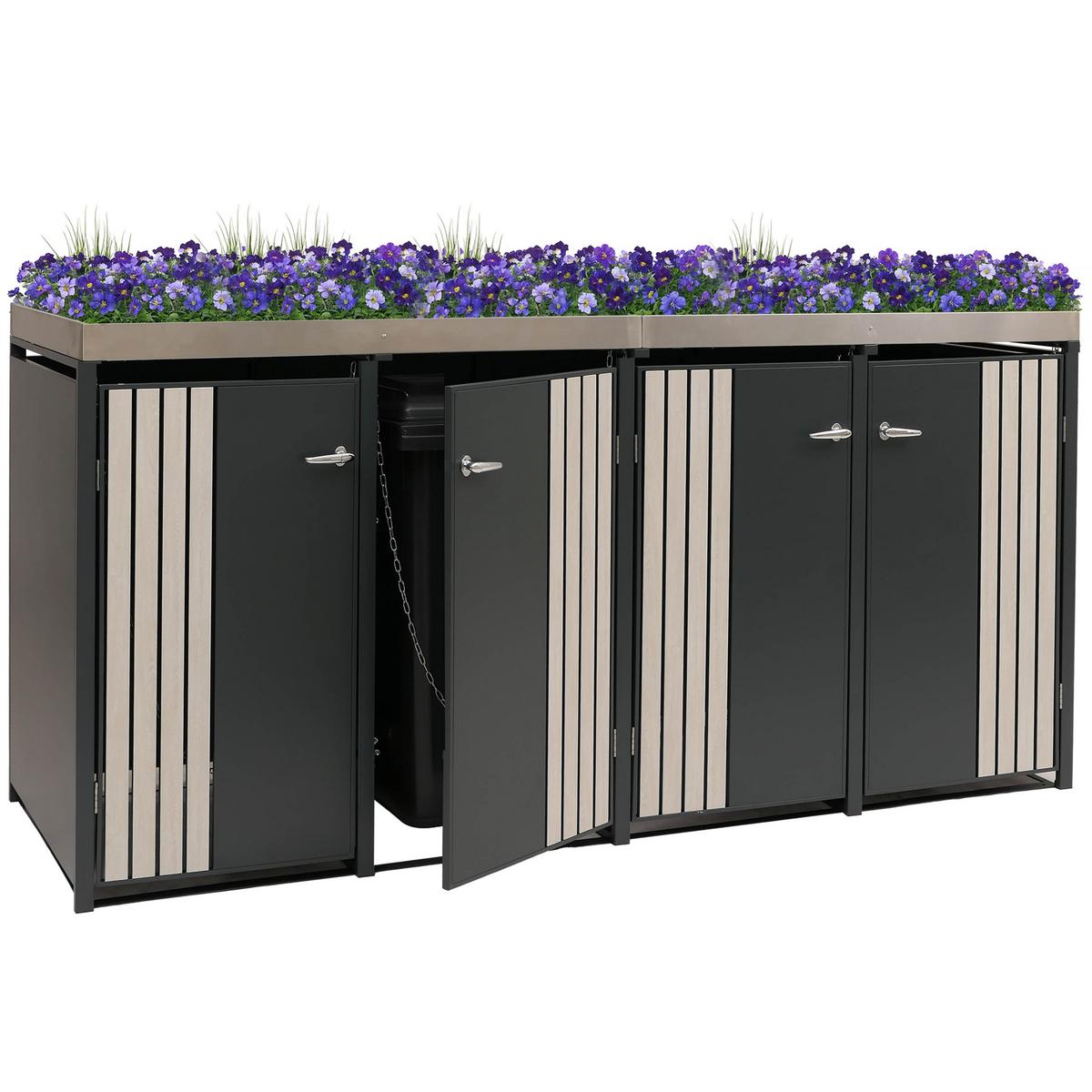 MÜLLTONNENVERKLEIDUNG Anthrazit, Beige - Anthrazit/Beige, Metall (260/125/84cm) - MCW