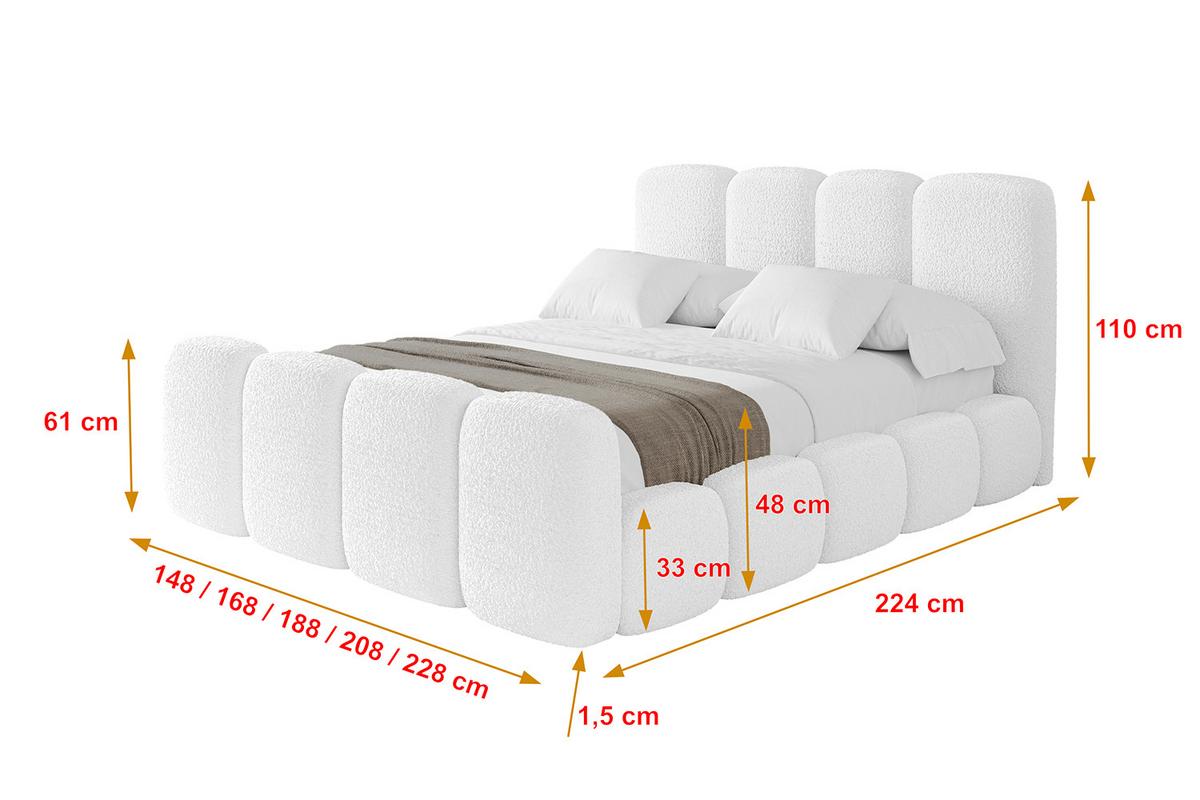 POLSTERBETT mit Bettkasten, Fußteil und Lattenrost, Boxbett ohne Matratze - KALA-Z 160x200 Weiß - Weiß, Holzwerkstoff/Textil (160/200cm) - ALTDECOR