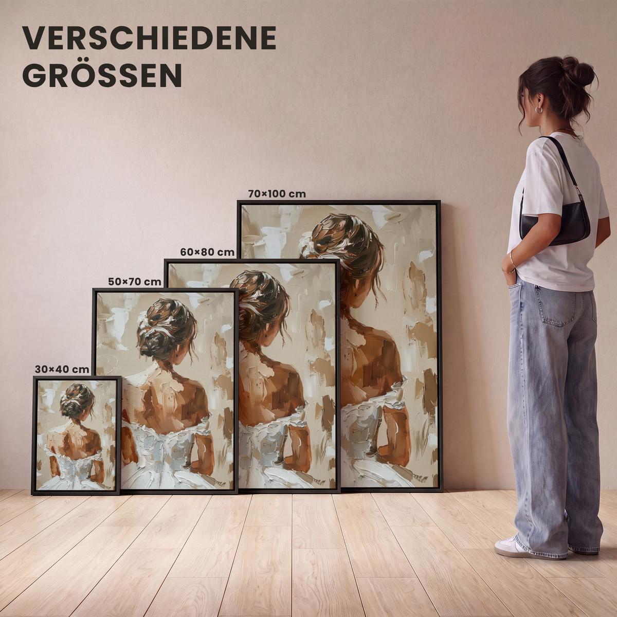 LEINWAND Bilder mit Rahmen - Frau - Farbe - Abstrakt - Beige - Modern - 50x70 - Sandfarben, Textil (50/70cm) - MuchoWow