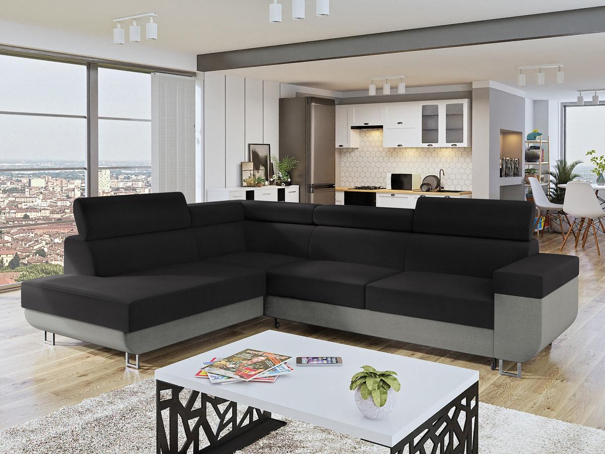 ECKSOFA Fonti, Seite: Links - Schwarz, Holz/Textil (253/188cm) - MIRJAN24