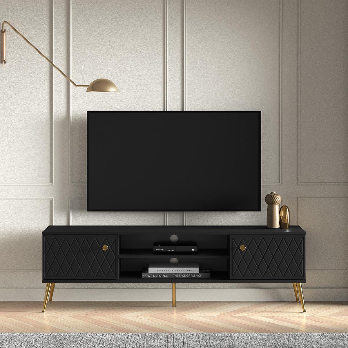 TV-MÖBEL Manoé Schwarz - Schwarz, Holzwerkstoff (160/49/40cm) - Petits-meubles