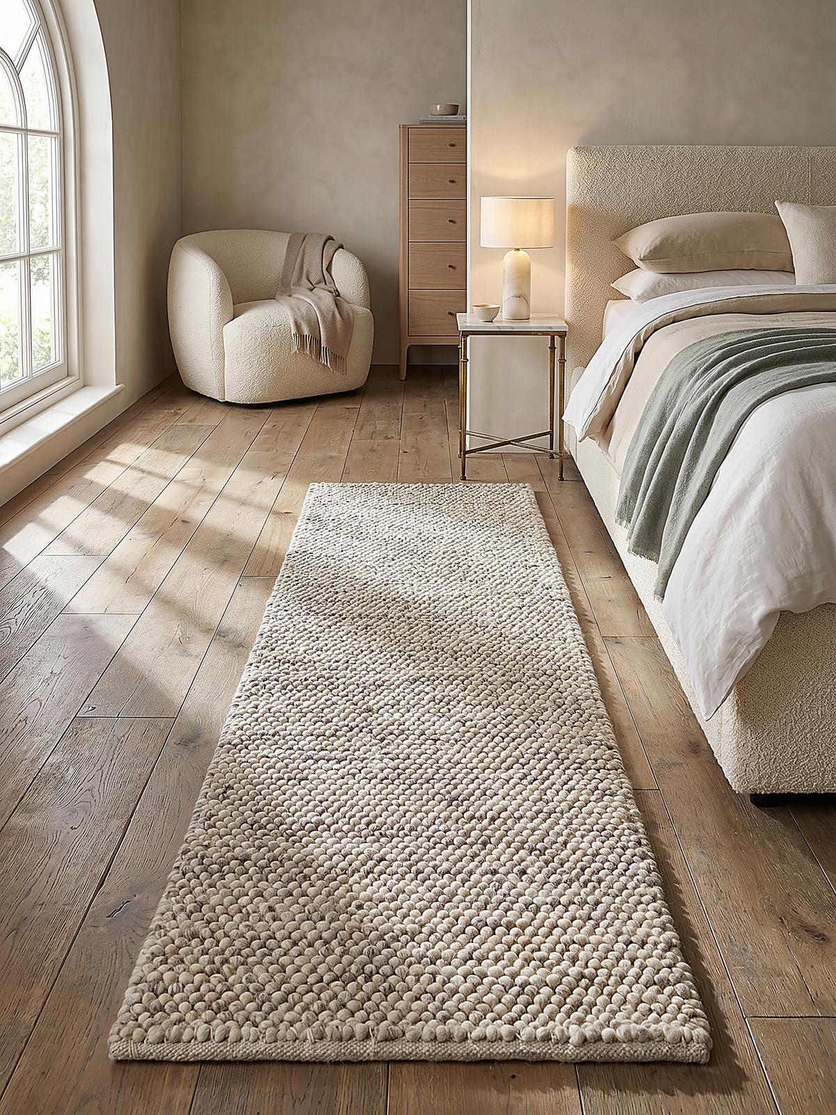 WOLLTEPPICH handgewebt MEDWAY, einfarbig, Beige, 60 x 230 cm - Beige, Textil (230/60cm) - KADIMA DESIGN