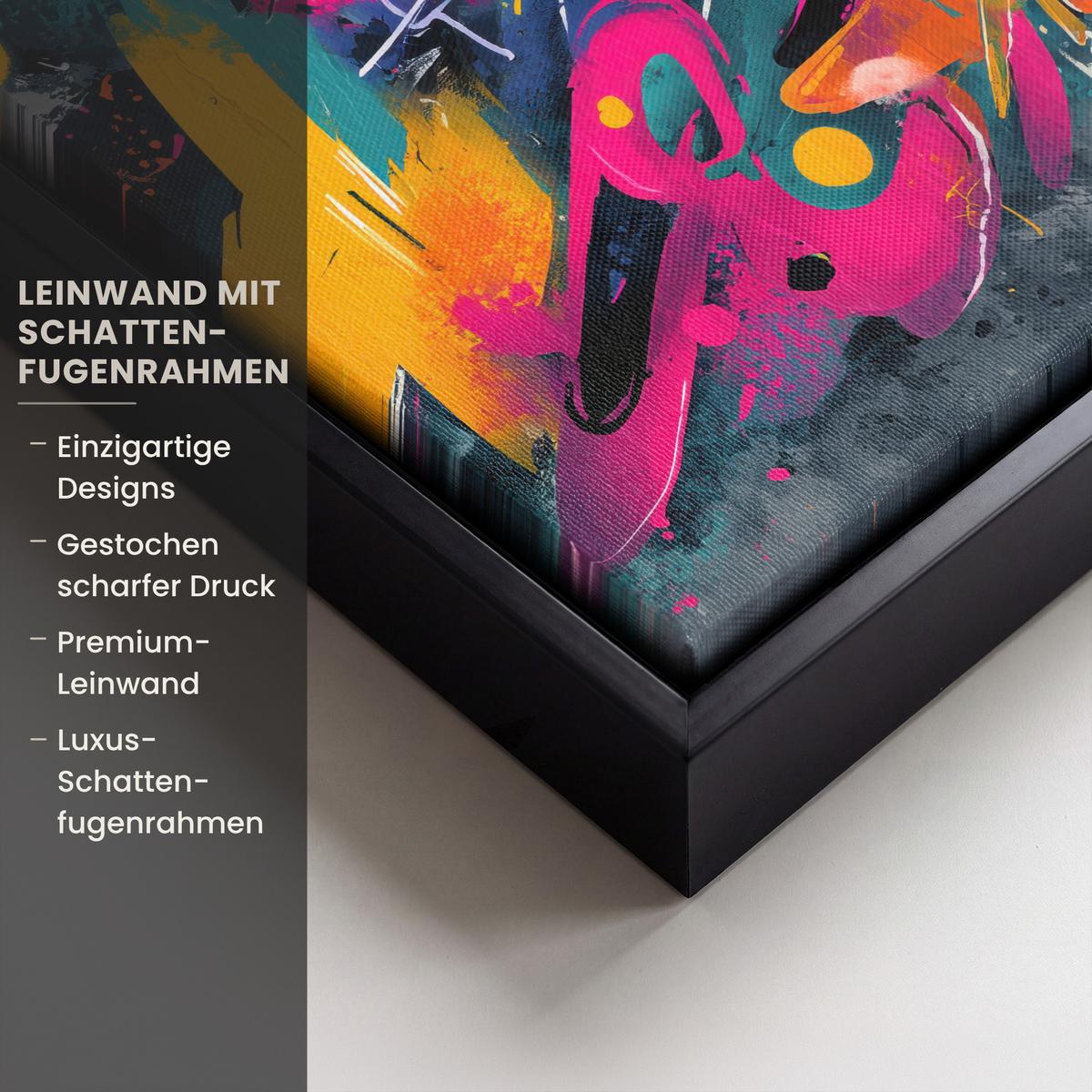 LEINWAND Bilder mit Rahmen - Abstrakt - Graffiti - Farbenfroh - Farbspritzer - 20x20 - Multicolor, Textil (20/20cm) - MuchoWow