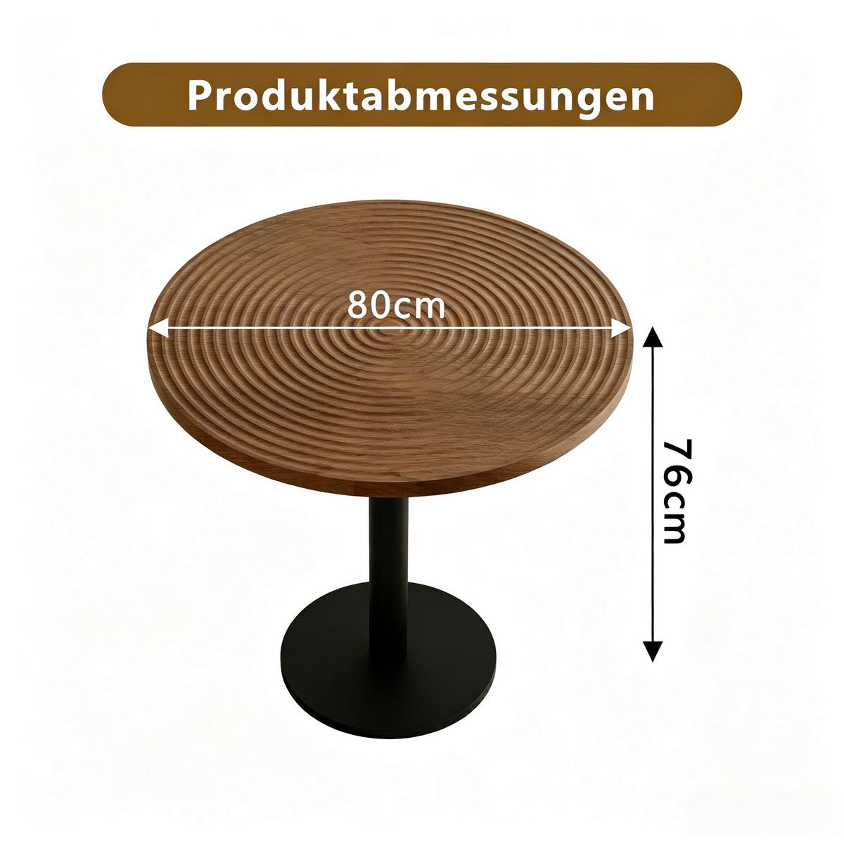 ESSTISCH Rund 80cm Holzoptik Tulpen-Design Moderner Beistelltisch - Naturfarben, Holzwerkstoff/Metall (80/80/76cm) - Urban Meuble