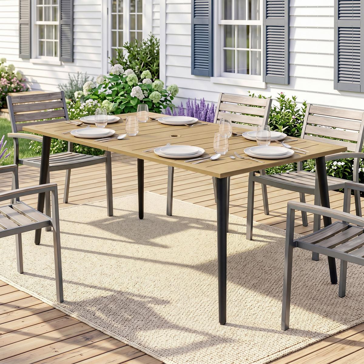 GARTENTISCH rechteckig 150/90/73 cm Braun - Braun, Metall (150/90/73cm) - Outsunny